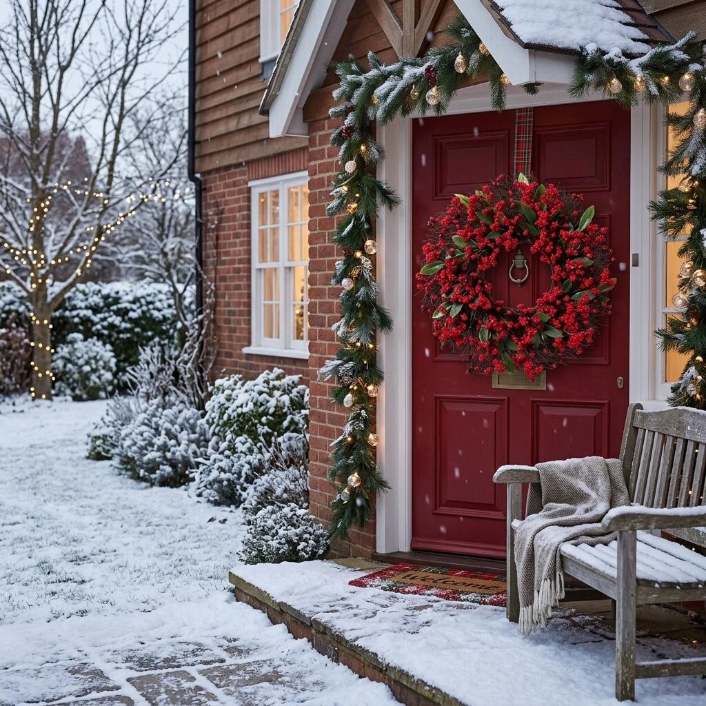 18" Artificial Christmas Red Berry Wreath for Front Door