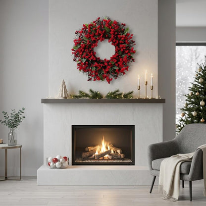 18" Artificial Christmas Red Berry Wreath for Front Door