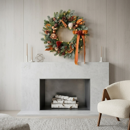 18" Natural Elements Christmas Wreath with Dried Oranges and Cinnamon