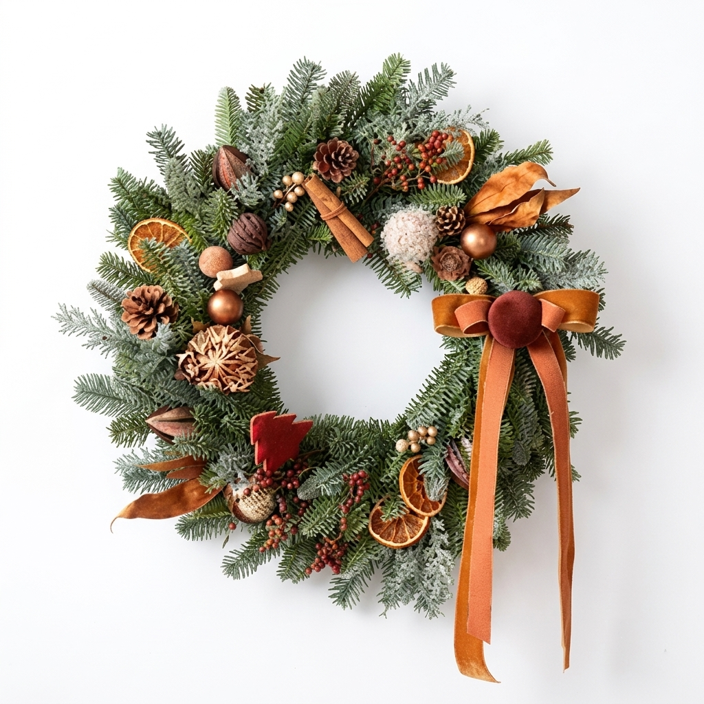 18" Natural Elements Christmas Wreath with Dried Oranges and Cinnamon