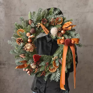 18" Natural Elements Christmas Wreath with Dried Oranges and Cinnamon