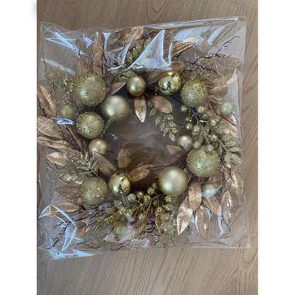 18-Inch Faux Metallic Gold Holiday Wreath with Ornaments
