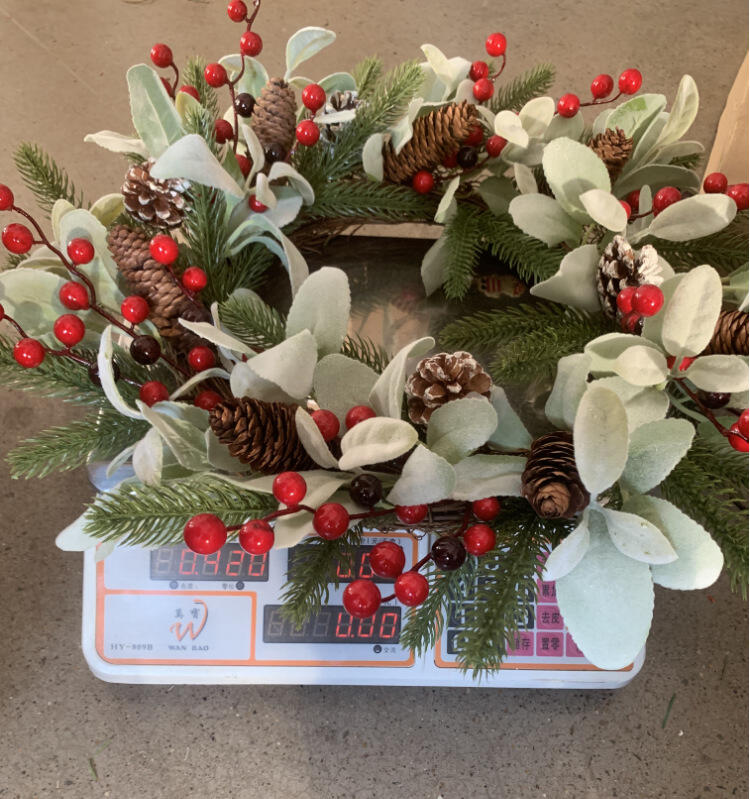 20" Artificial Flocked Christmas Wreath with Red Berries and Pinecones