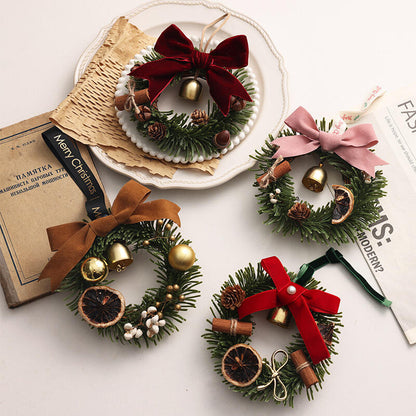 0.5"Mini Botanical Christmas Ornament Wreath with Cinnamon and Dried Fruit