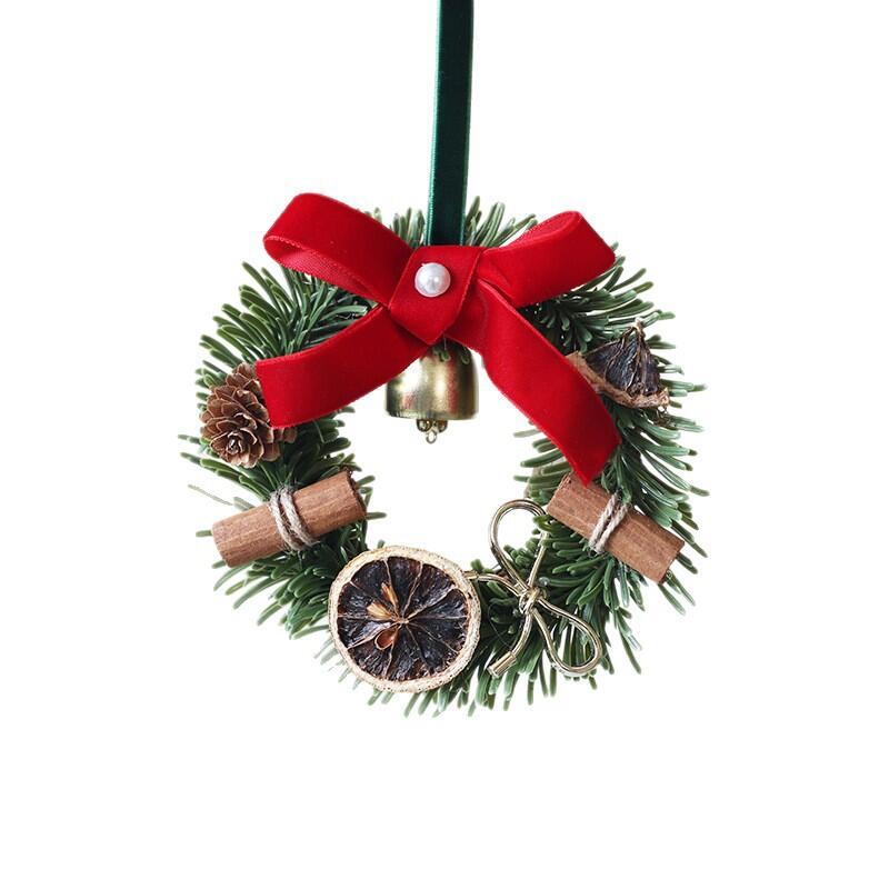 0.5"Mini Botanical Christmas Ornament Wreath with Cinnamon and Dried Fruit
