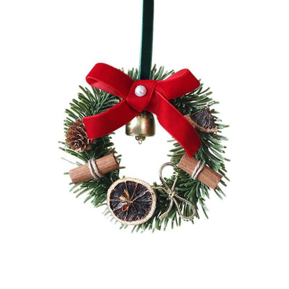 0.5"Mini Botanical Christmas Ornament Wreath with Cinnamon and Dried Fruit