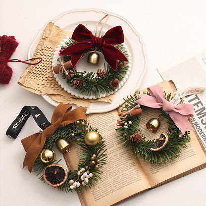 0.5"Mini Botanical Christmas Ornament Wreath with Cinnamon and Dried Fruit
