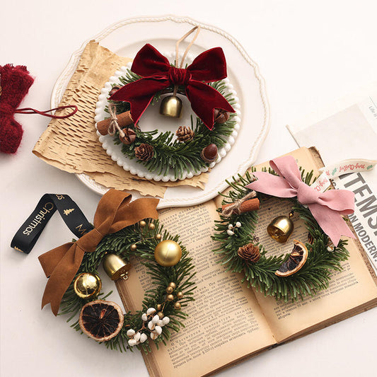 0.5"Mini Botanical Christmas Ornament Wreath with Cinnamon and Dried Fruit
