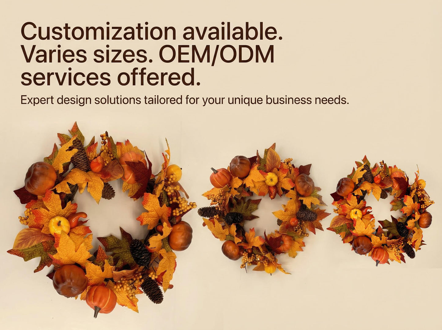 18" Artificial Fall Wreath with Faux Pumpkins and Pinecones - B2B Wholesale