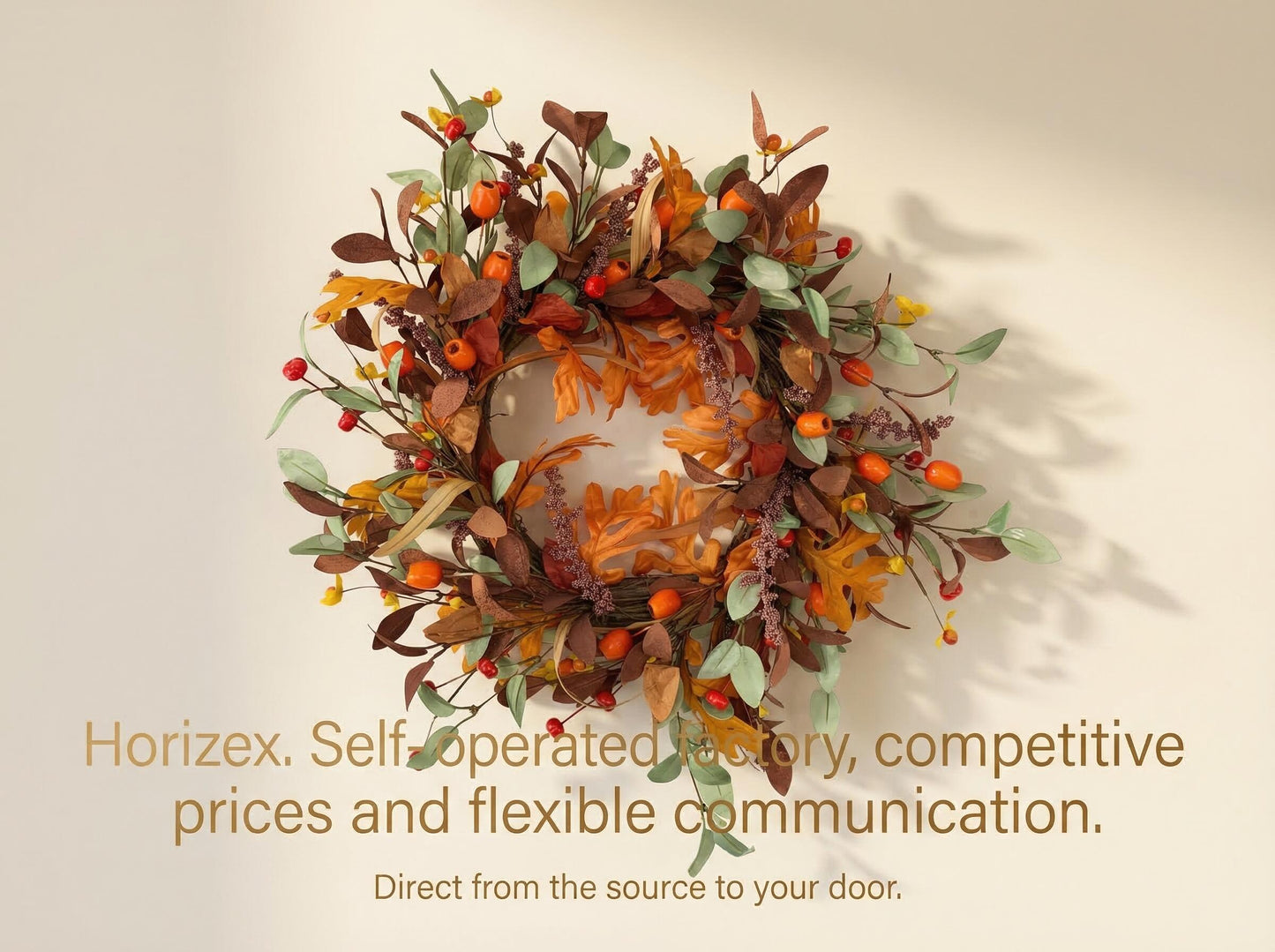 18" Artificial Fall Oak Leaf and Mixed Berry Wreath - Vibrant Thanksgiving  Wreath