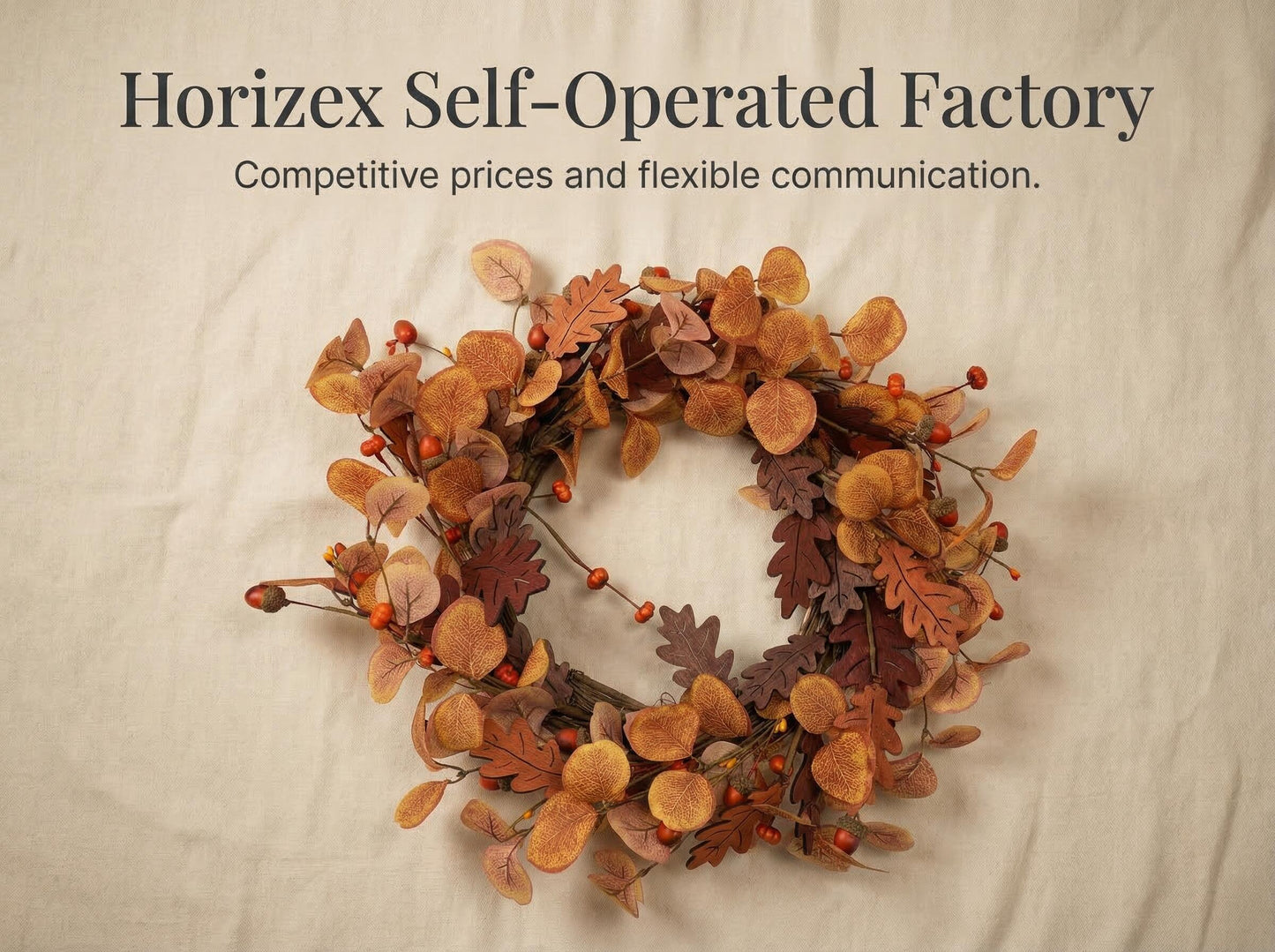 Autumn Eucalyptus and Oak Leaf Wreath with Berries -Wholesale 18" Artificial Fall Front Door              Wreath