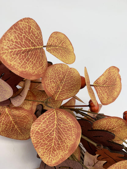 Autumn Eucalyptus and Oak Leaf Wreath with Berries -Wholesale 18" Artificial Fall Front Door              Wreath
