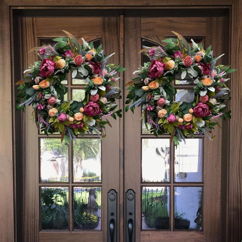 18" Wholesale Artificial Peony and Rose Floral Wreath