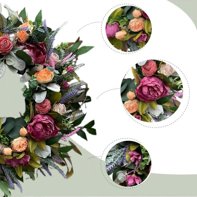 18" Wholesale Artificial Peony and Rose Floral Wreath