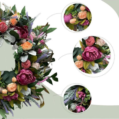 18" Wholesale Artificial Peony and Rose Floral Wreath