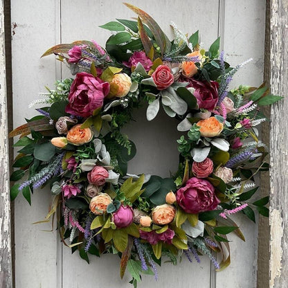 18" Wholesale Artificial Peony and Rose Floral Wreath