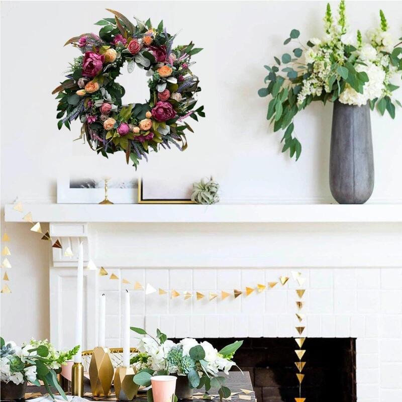 18" Wholesale Artificial Peony and Rose Floral Wreath
