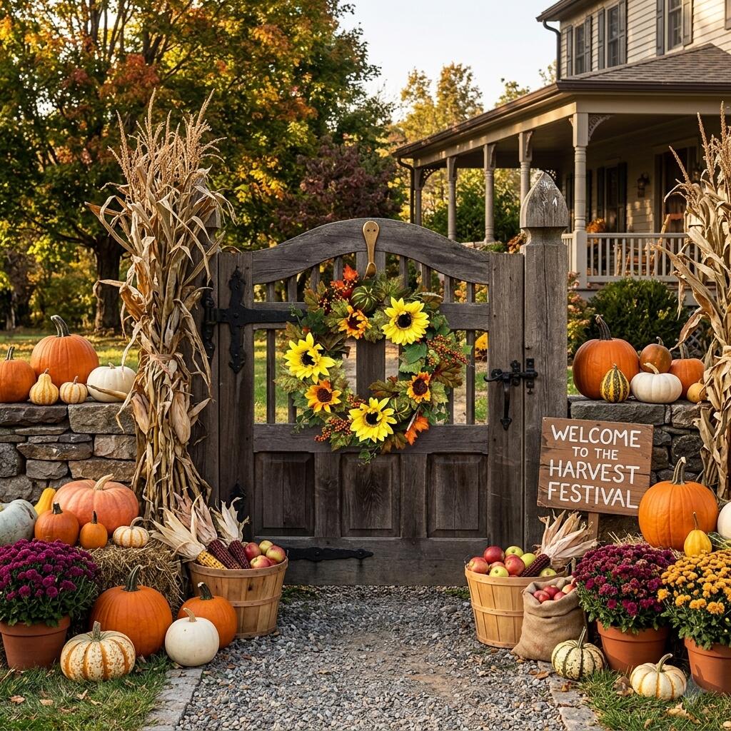 18" Artificial Sunflower Harvest Wreath with Pumpkins and Berries