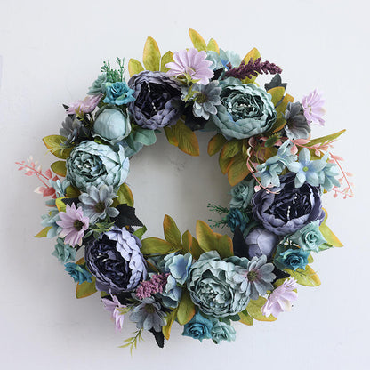 18" Artificial Elegant Blue & Purple Floral Wreath
