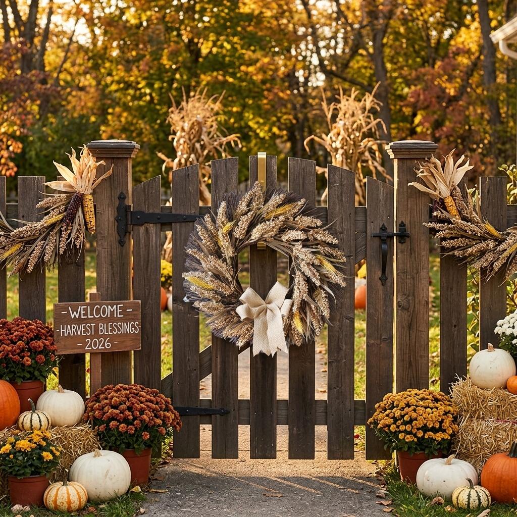 18" Rustic Wheat and Grain Harvest Wreath with Burlap Bow