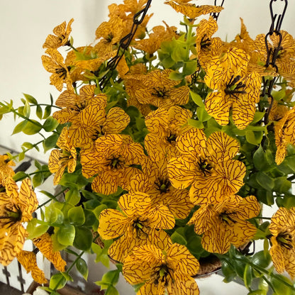 Factory Direct Yellow Artificial Hanging Petunia Basket - Vibrant Spring & Summer Decor