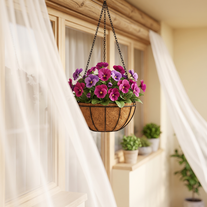 Factory Direct Purple & Pink Artificial Hanging Basket - Vibrant Spring & Summer Decor