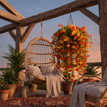 Factory Direct Cascading Artificial Hanging Basket - Vibrant Autumn & Summer Decor