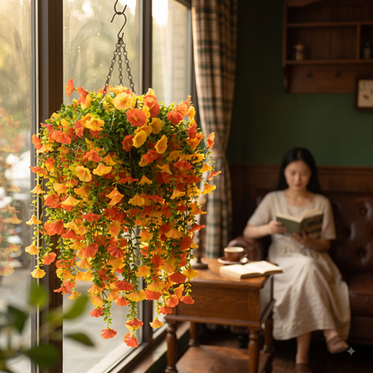 Factory Direct Cascading Artificial Hanging Basket - Vibrant Autumn & Summer Decor