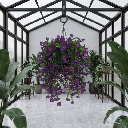 2027 Factory Direct Cascading Purple Artificial Hanging Basket - Vibrant Spring & Summer Decor