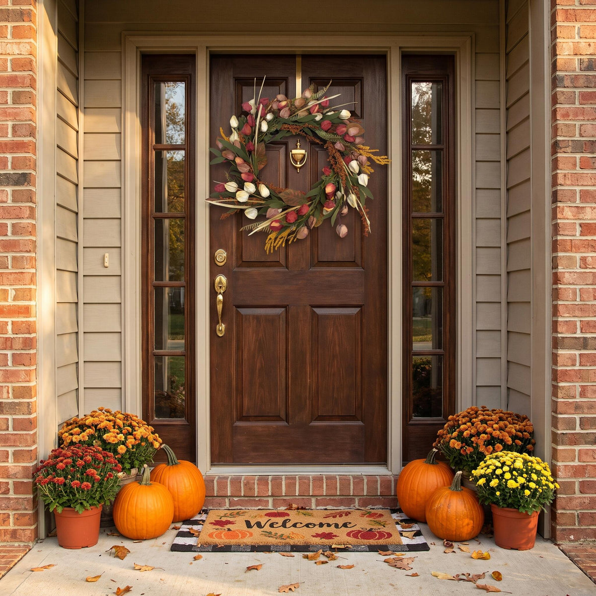 18" Artificial Dried-Look Autumn Floral & Grass Wreath