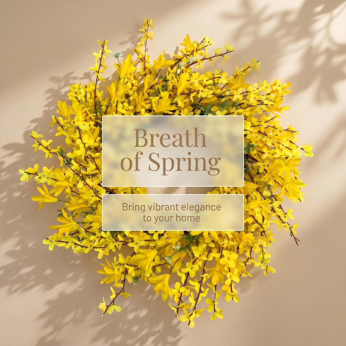 18" Wholesale Premium Yellow Forsythia Artificial Flower Wreath for Front Door