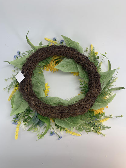 18" Wholesale Premium Artificial Sunflower and Daisy Wreath for Front Door