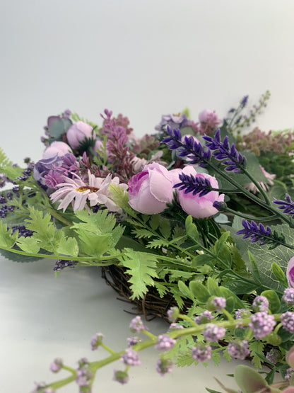 Wholesale 18" Premium Artificial Lavender and Mixed Floral Wreath for Front Door