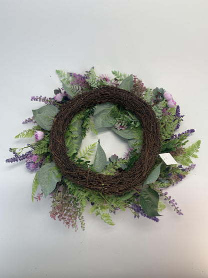 Wholesale 18" Premium Artificial Lavender and Mixed Floral Wreath for Front Door