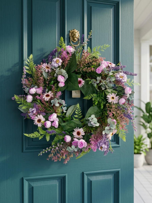 Wholesale 18" Premium Artificial Lavender and Mixed Floral Wreath for Front Door