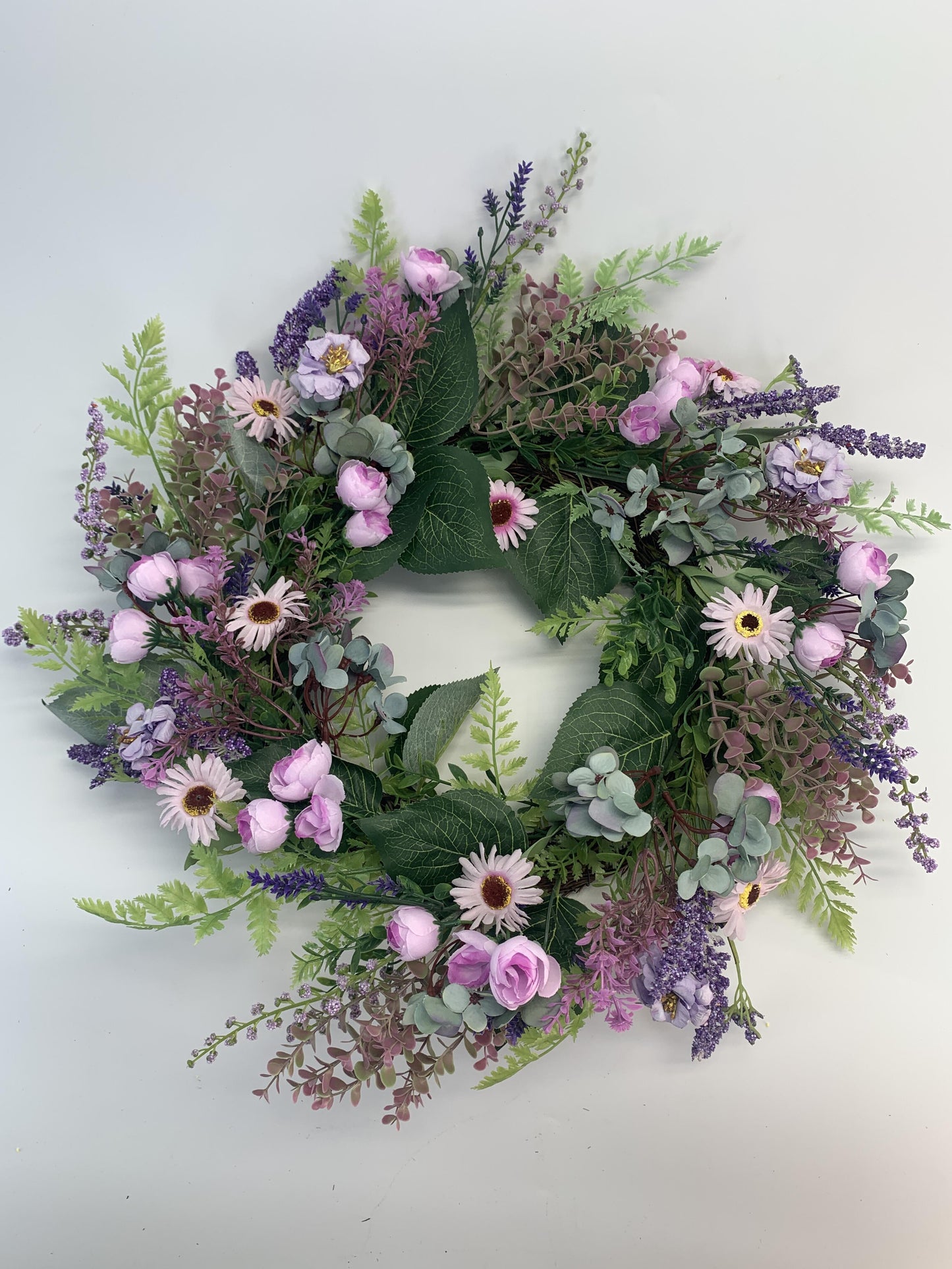 Wholesale 18" Premium Artificial Lavender and Mixed Floral Wreath for Front Door