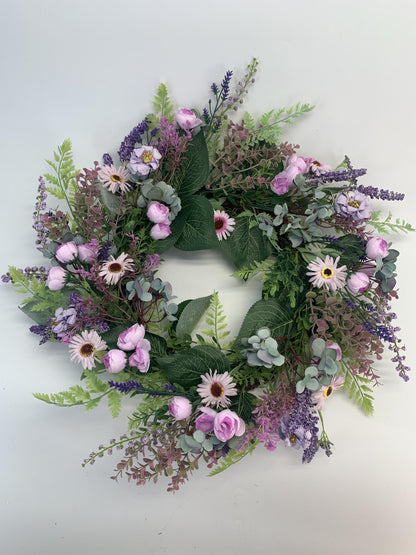Wholesale 18" Premium Artificial Lavender and Mixed Floral Wreath for Front Door