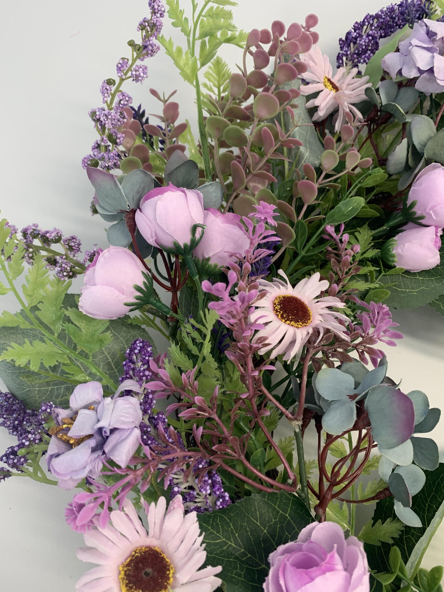 Wholesale 18" Premium Artificial Lavender and Mixed Floral Wreath for Front Door