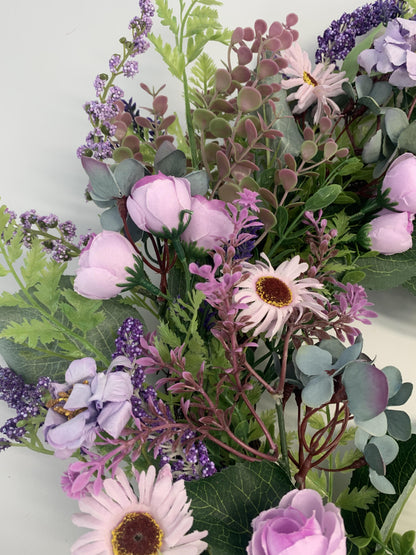 Wholesale 18" Premium Artificial Lavender and Mixed Floral Wreath for Front Door