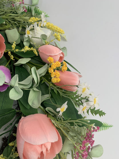 18" Wholesale Premium Artificial Tulip Wreath for Front Door