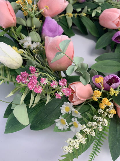 18" Wholesale Premium Artificial Tulip Wreath for Front Door