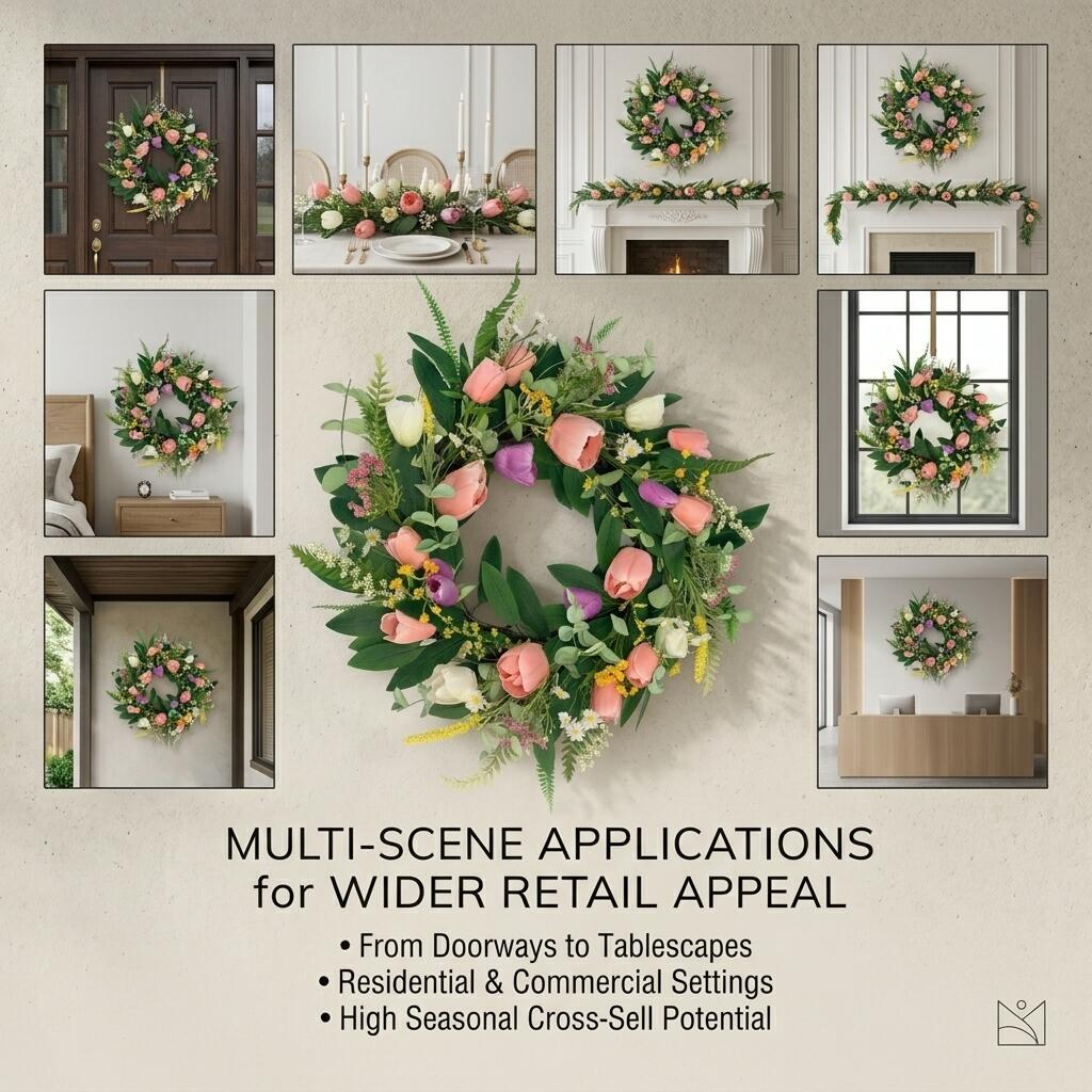 18" Wholesale Premium Artificial Tulip Wreath for Front Door