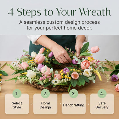 18" Wholesale Premium Artificial Tulip Wreath for Front Door