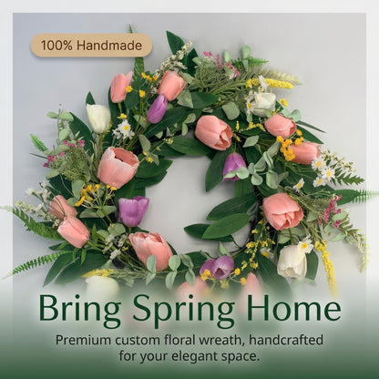 18" Wholesale Premium Artificial Tulip Wreath for Front Door