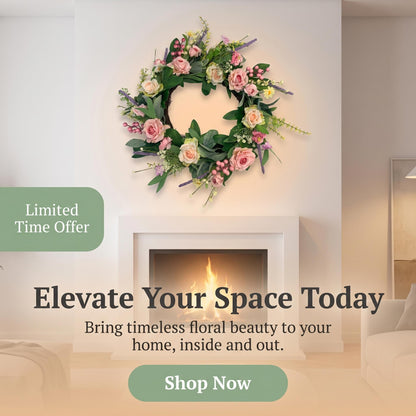 18" Romantic Artificial Rose and Lavender Vine Wreath for Front Door