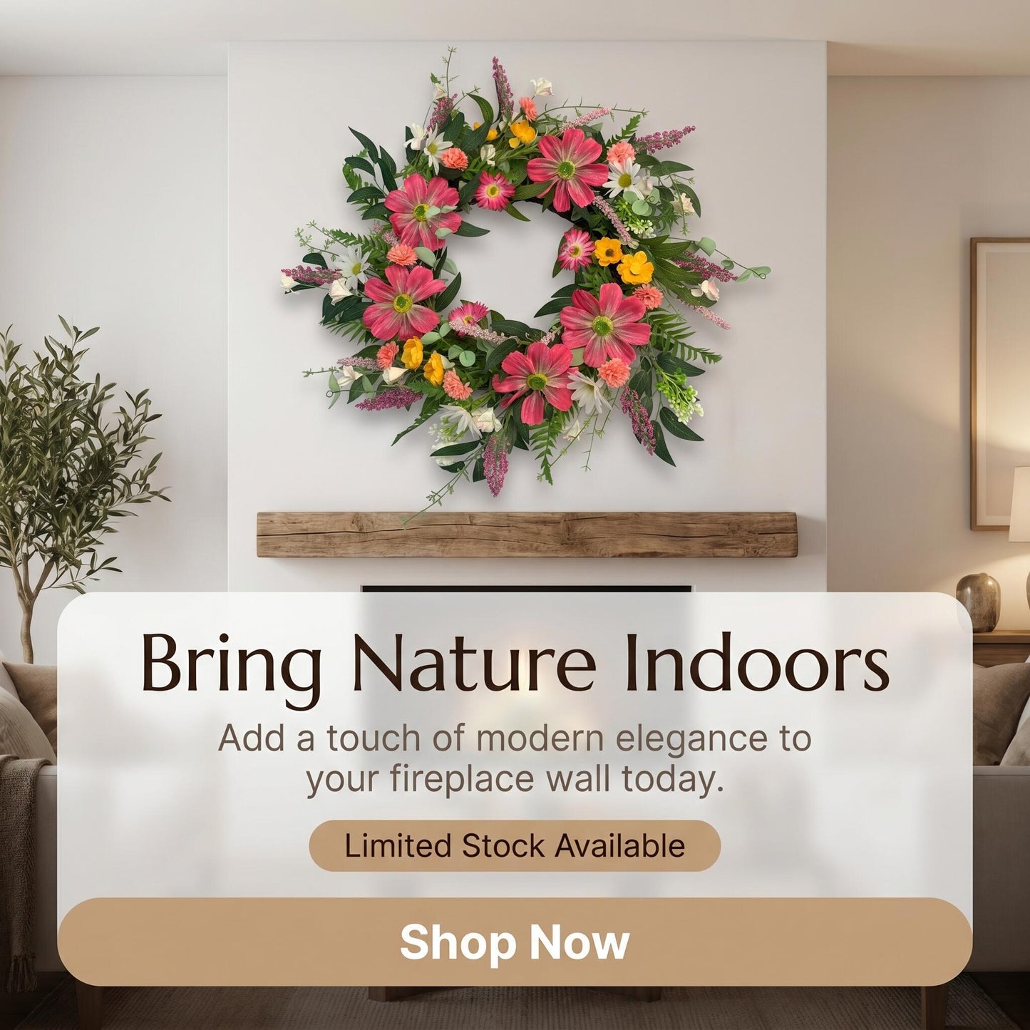 18" Vibrant Artificial Wildflower Summer Harvest Wreath