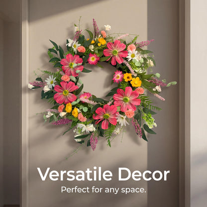 18" Vibrant Artificial Wildflower Summer Harvest Wreath