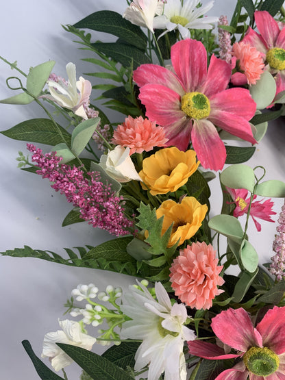 18" Vibrant Artificial Wildflower Summer Harvest Wreath