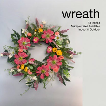 18" Vibrant Artificial Wildflower Summer Harvest Wreath