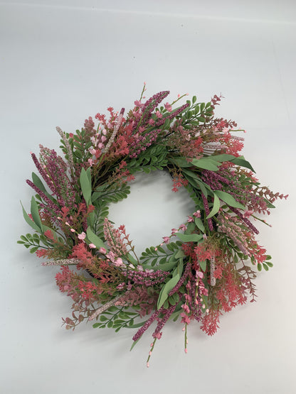 Wholesale 18" Artificial Pink Heather & Astilbe Wreath